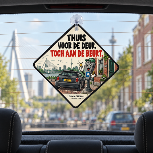 Autohanger Thuis voor de deur, toch aan de beurt aan achterruit