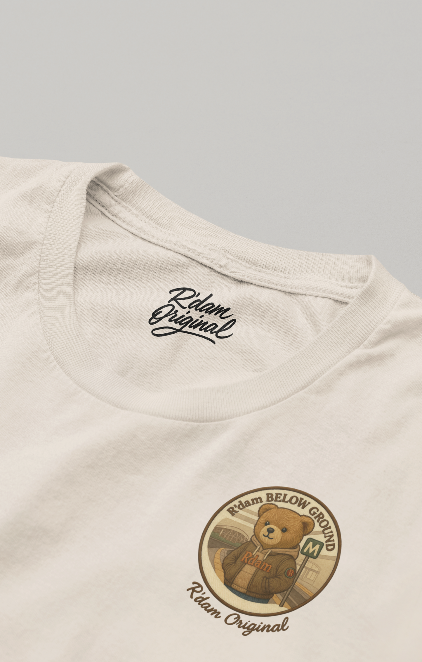 Binnenlabel R’dam ORIGINAL op classic fit t-shirt – zandkleur