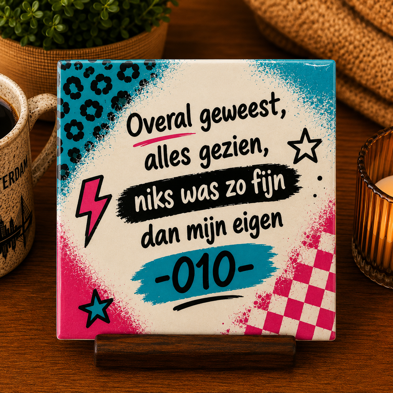 Keramisch 010 Home Club tegeltje met tekst Mijn eigen 010