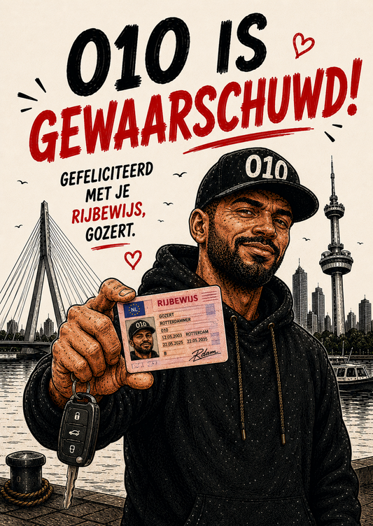 010 is gewaarschuwd Rotterdamse rijbewijs felicitatiekaart