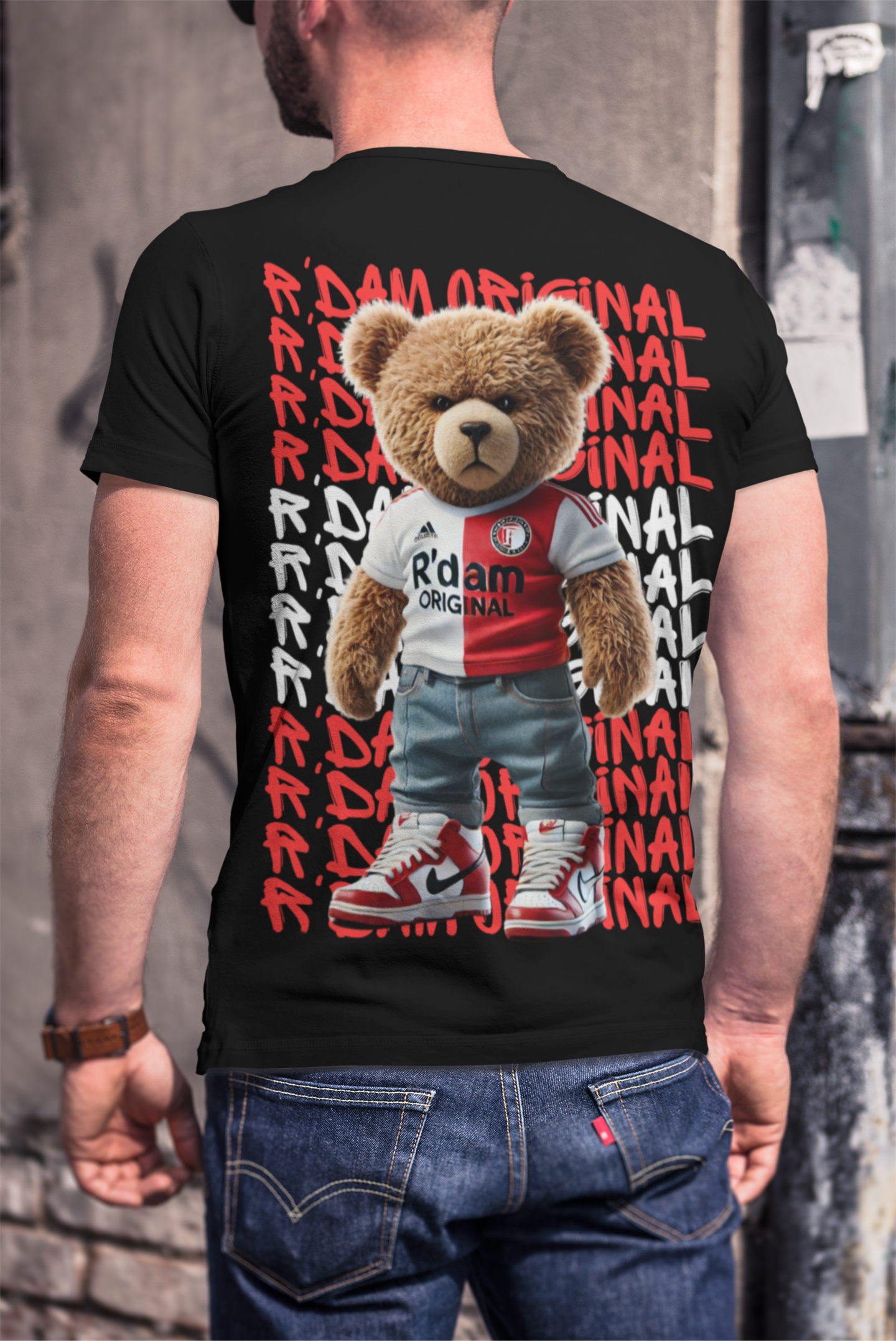 R'Dam Original T-Shirt – Original voetbal shirt Rood-wit (M)