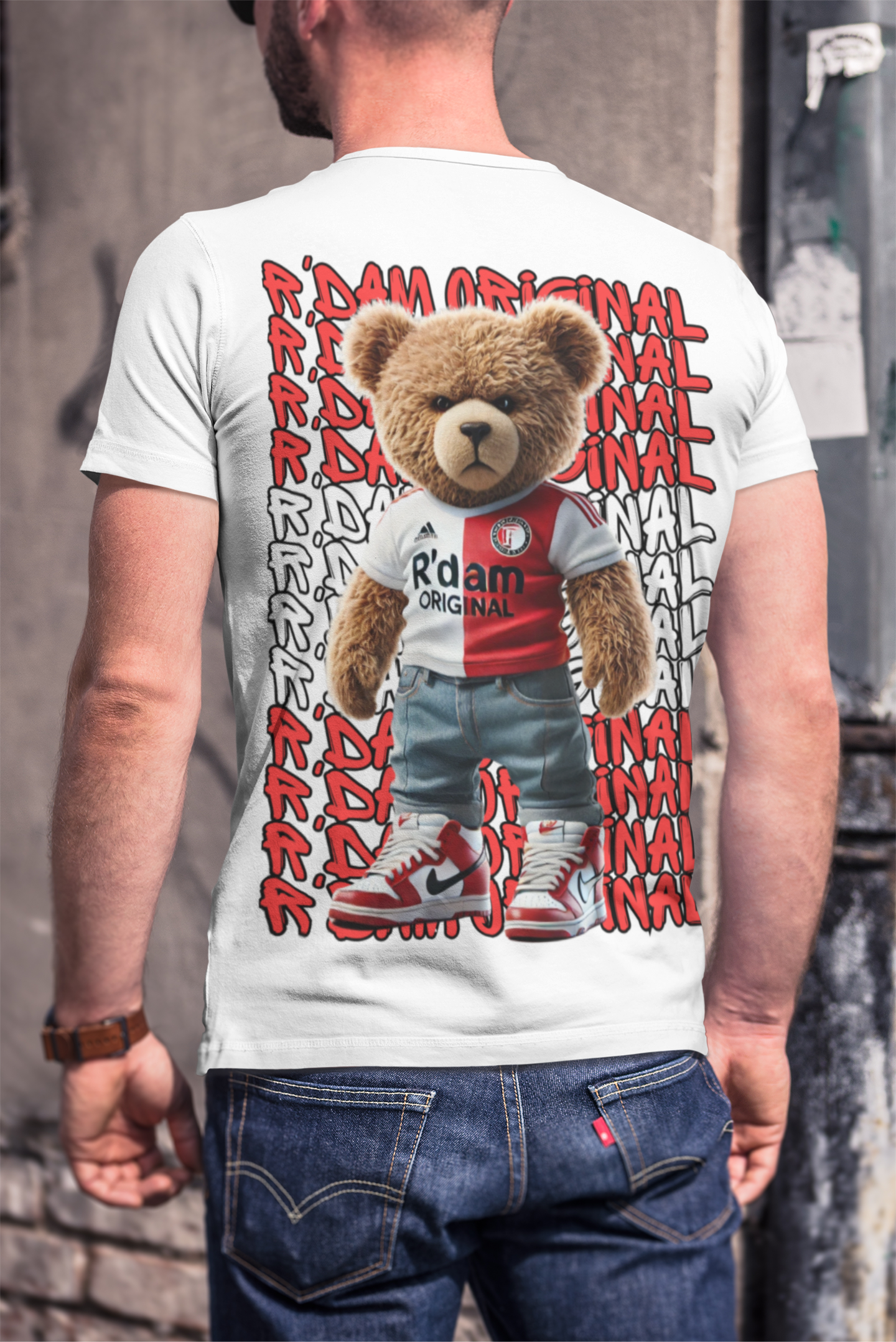 R'Dam Original T-Shirt – Original voetbal shirt Rood-wit (M)