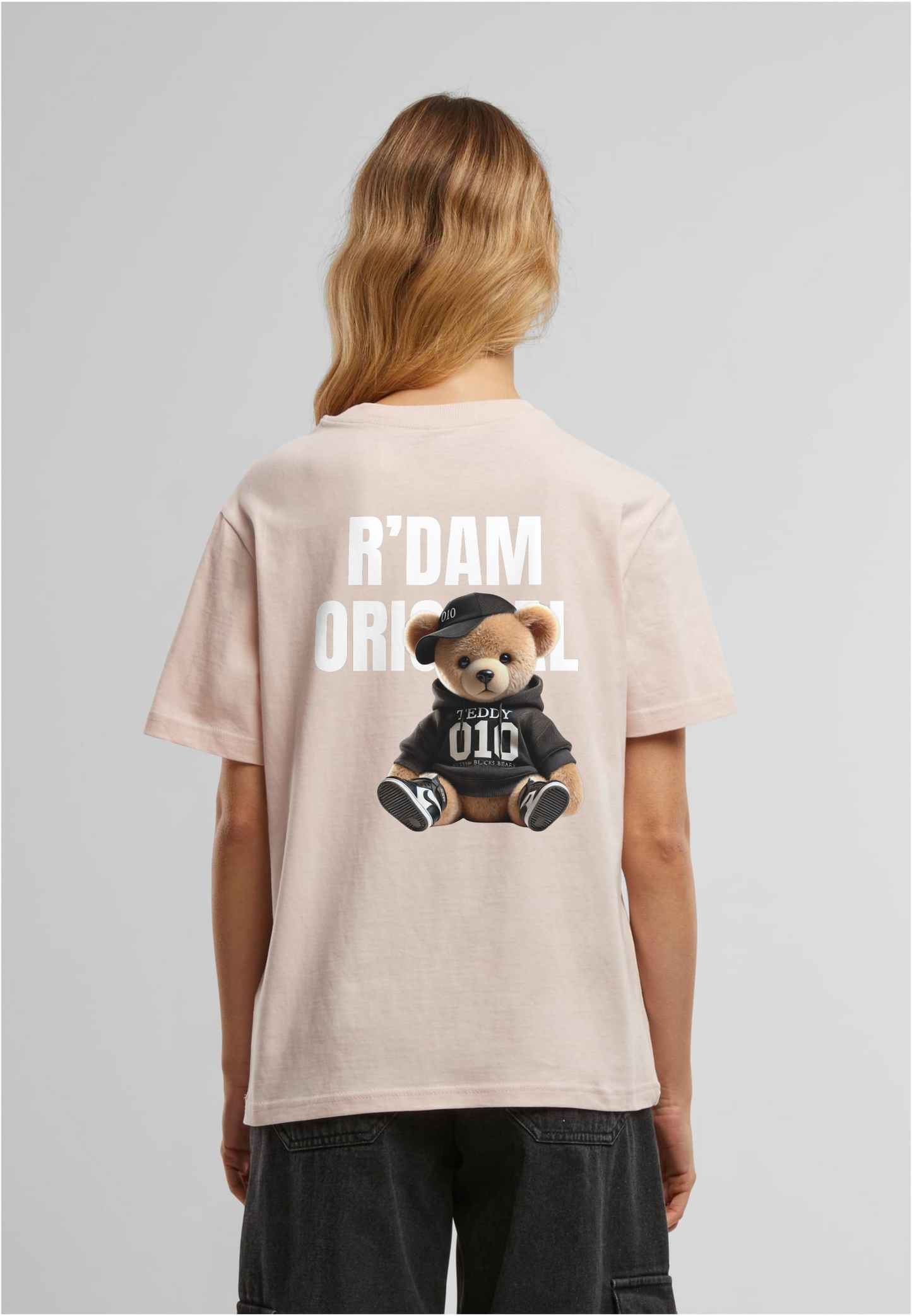 R’dam Original Teddy Girl" Dames T-shirt – Cute Streetwear met 010 Vibe wit