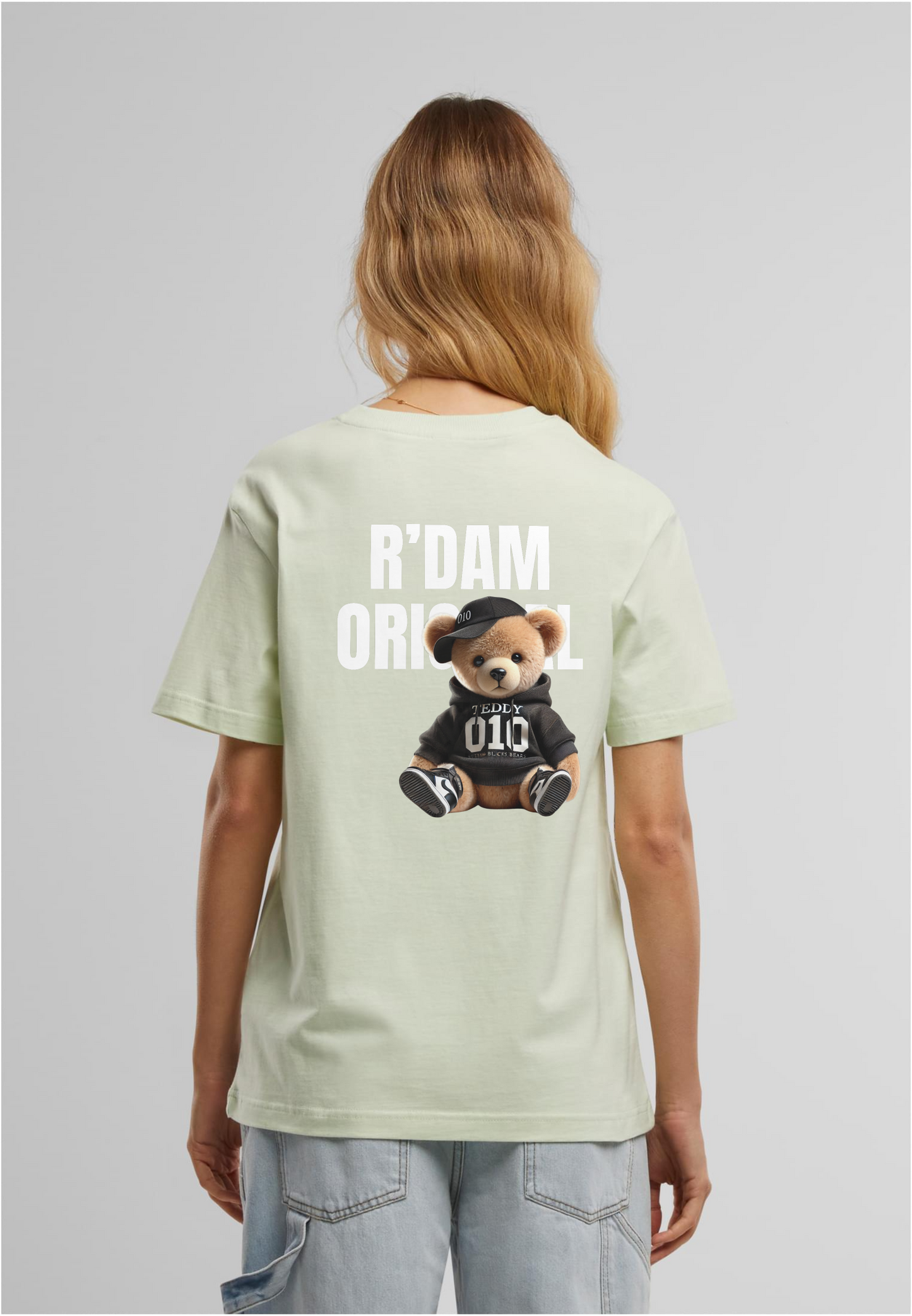 R’dam Original Teddy Girl" Dames T-shirt – Cute Streetwear met 010 Vibe wit