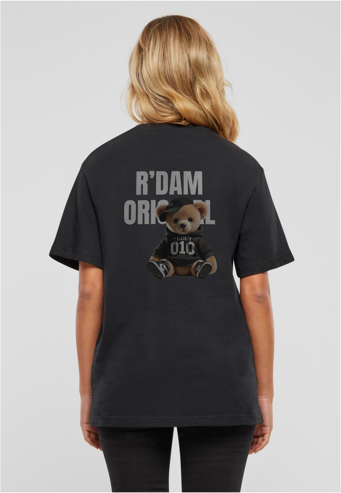 R’dam Original Teddy Girl" Dames T-shirt – Cute Streetwear met 010 Vibe wit
