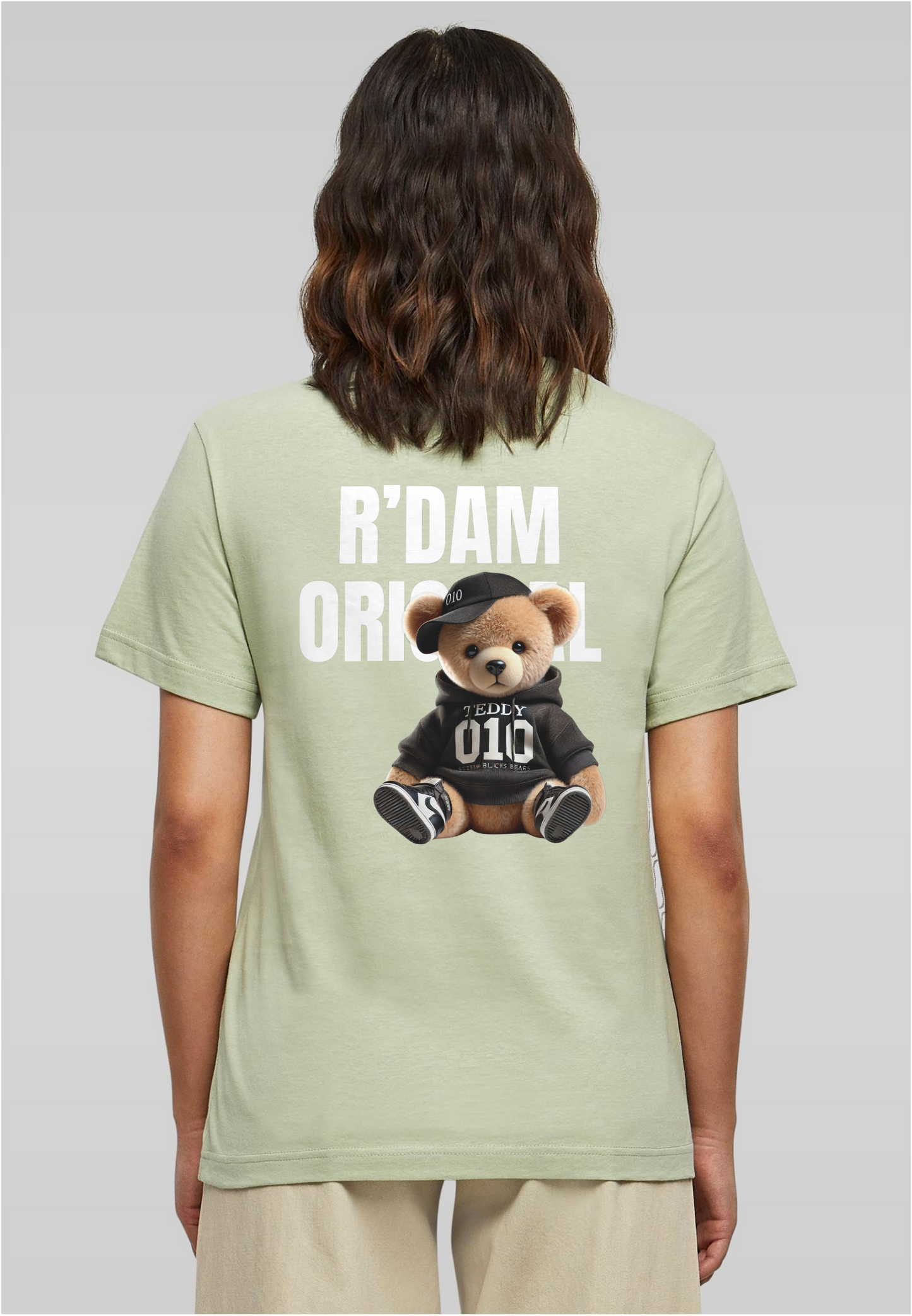 R’dam Original Teddy Girl" Dames T-shirt – Cute Streetwear met 010 Vibe wit