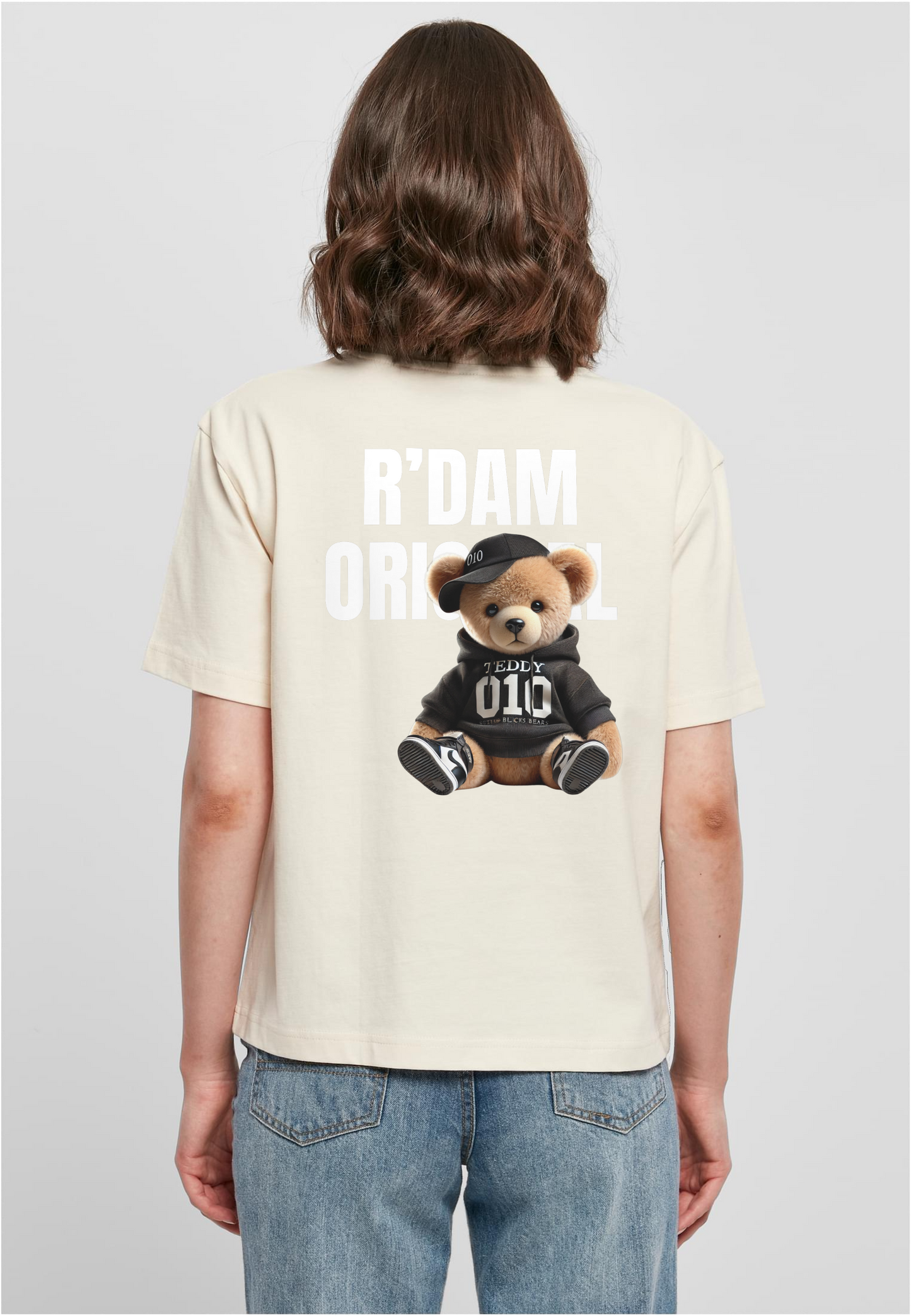 R’dam Original Teddy Girl" Dames T-shirt – Cute Streetwear met 010 Vibe wit