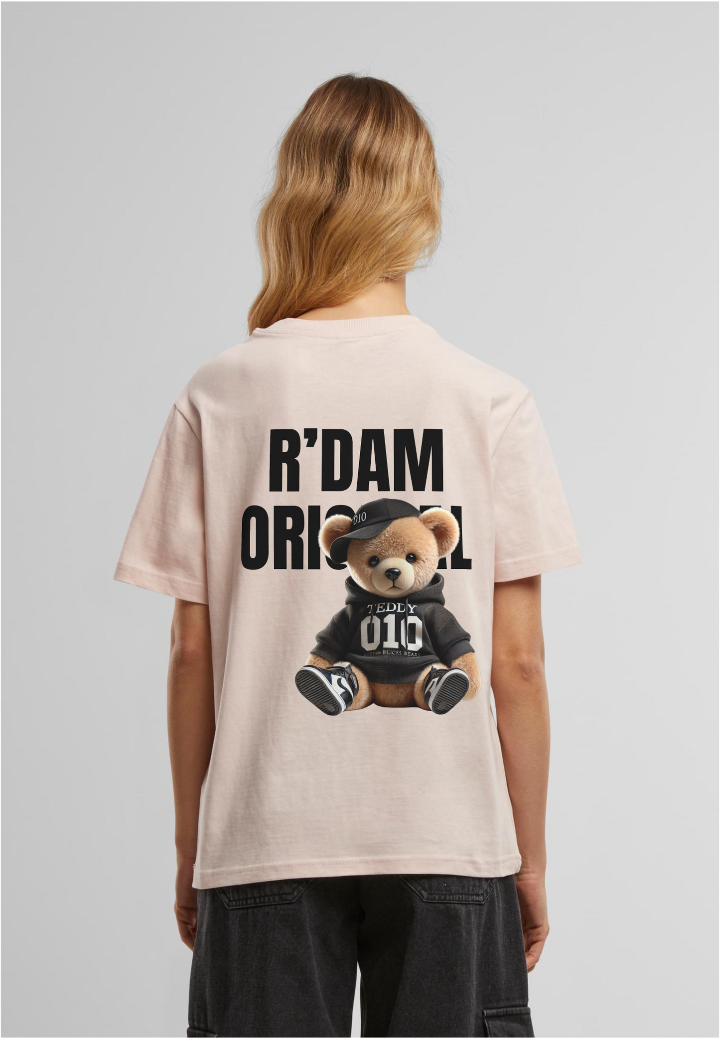 R’dam Original Teddy Girl" Dames T-shirt – Cute Streetwear met 010 Vibe zwart
