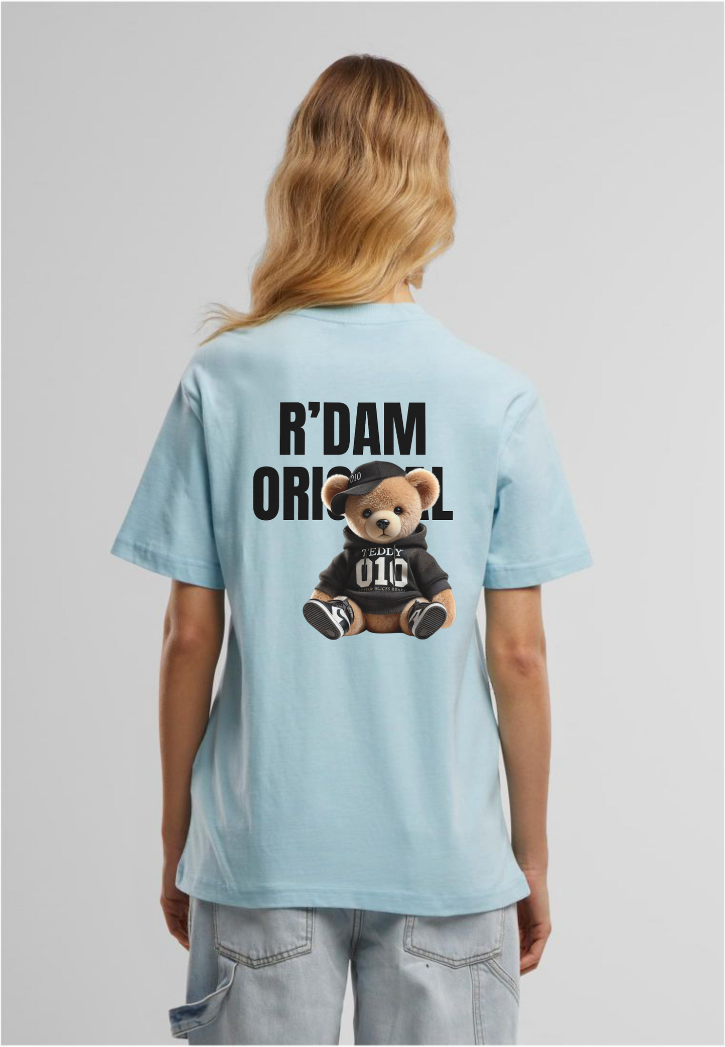 R’dam Original Teddy Girl" Dames T-shirt – Cute Streetwear met 010 Vibe zwart