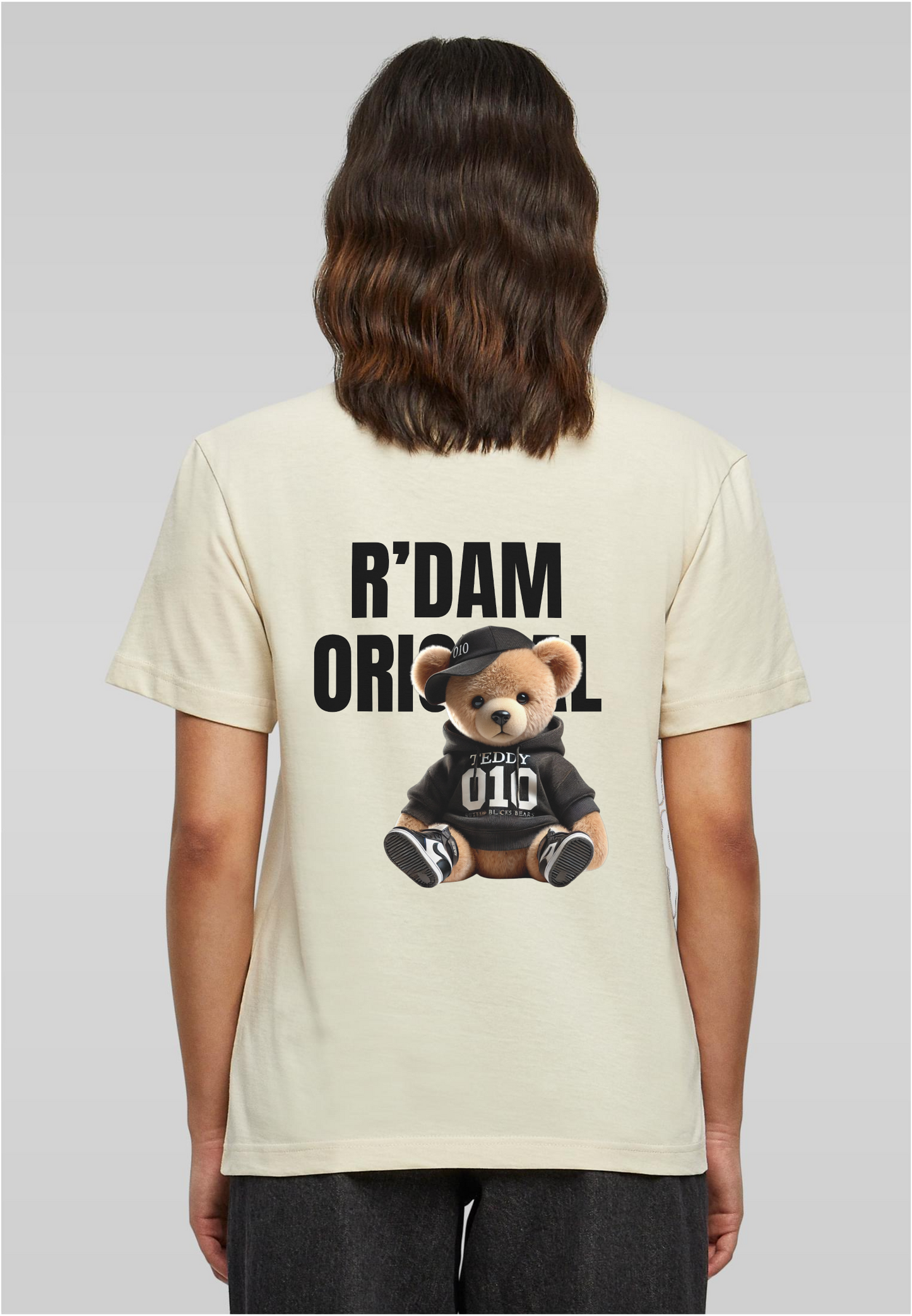 R’dam Original Teddy Girl" Dames T-shirt – Cute Streetwear met 010 Vibe zwart