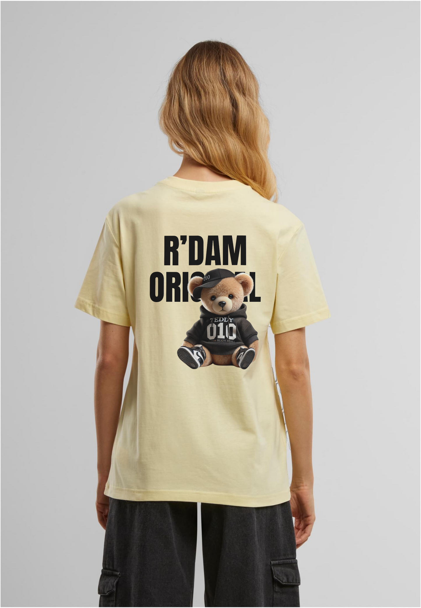 R’dam Original Teddy Girl" Dames T-shirt – Cute Streetwear met 010 Vibe zwart