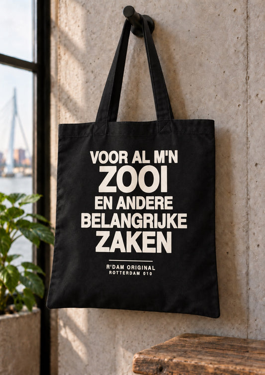 Linnen tassie Voor al mijn zooi en andere belangrijke zaken - zwart