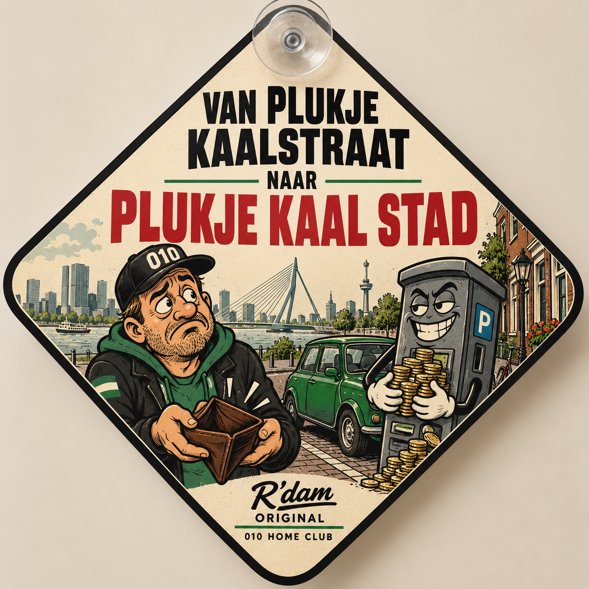R'dam ORIGINAL autohanger Van Plukje Kaalstraat naar Plukje Kaal Stad