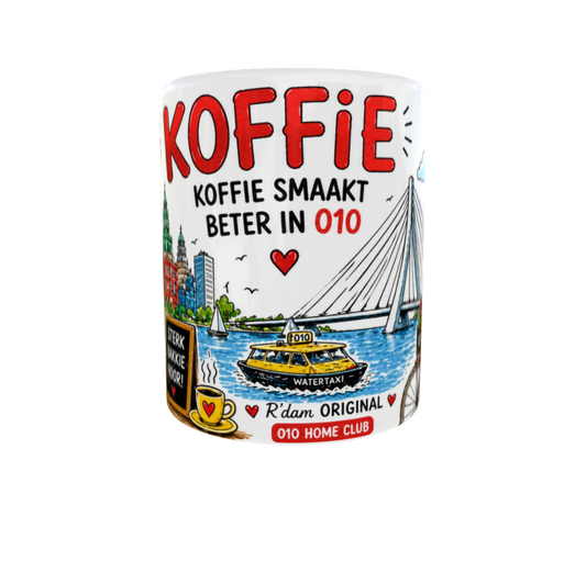 010 Home Club mok met Koffie smaakt beter in 010 design