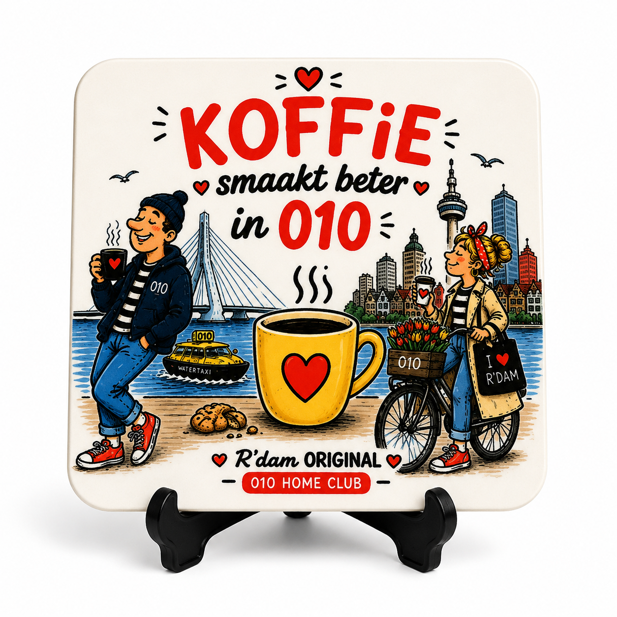 010 Home Club onderzetter met tekst Koffie smaakt beter in 010