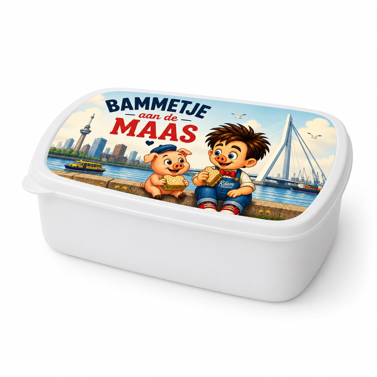 Bammetje aan de Maas broodtrommel wit