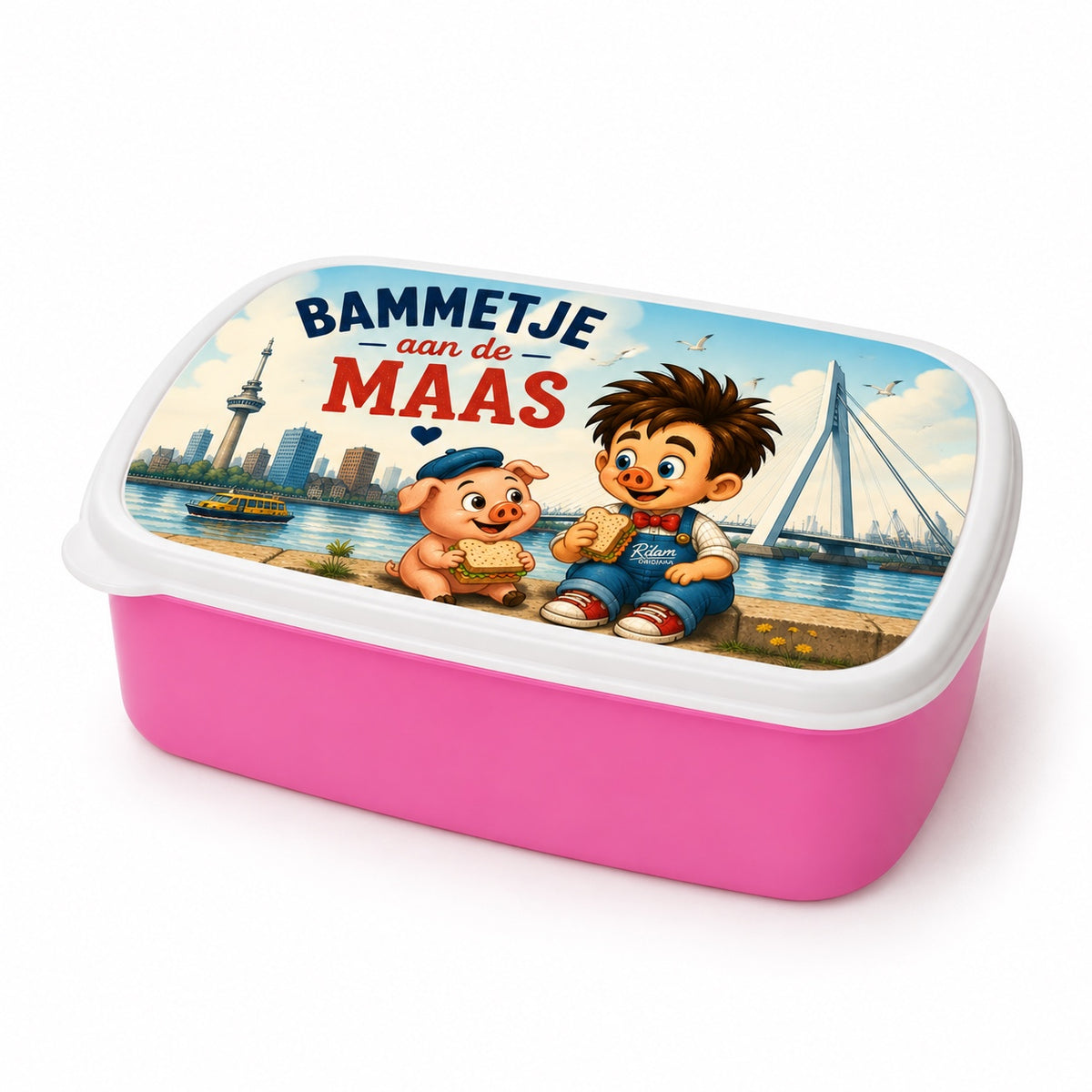 Bammetje aan de Maas broodtrommel roze