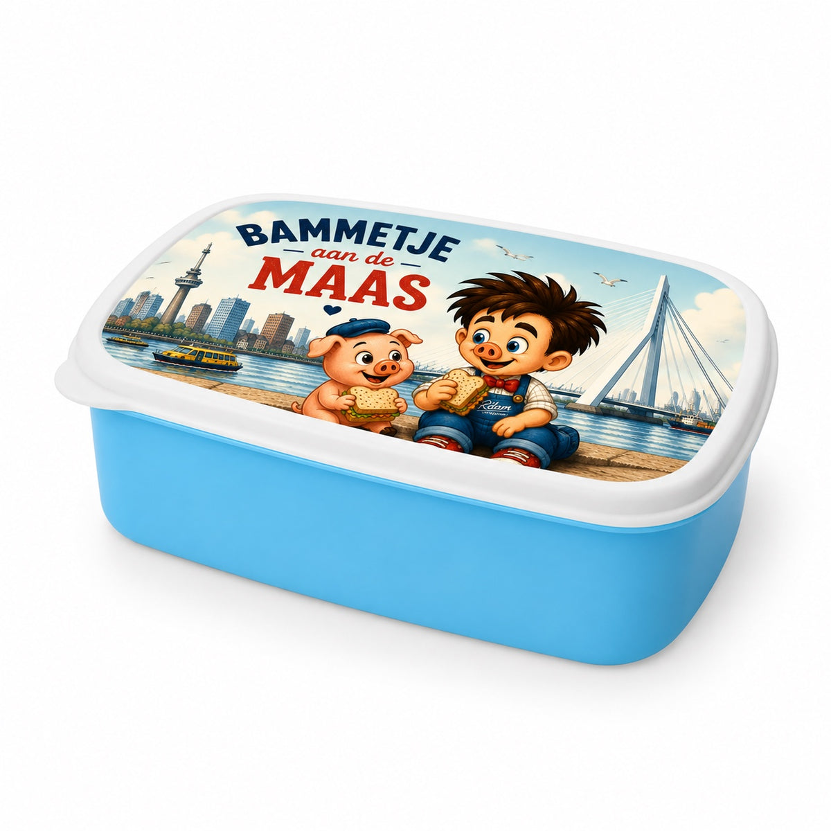 Bammetje aan de Maas broodtrommel lichtblauw