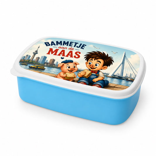 Bammetje aan de Maas broodtrommel lichtblauw