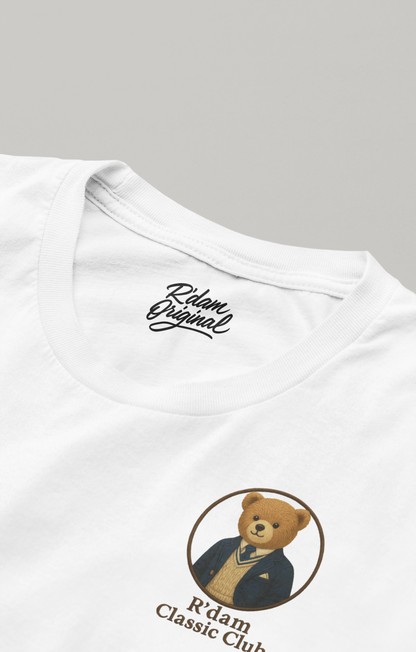 Close-up borstprint R’dam Original Classic Club wit kleur