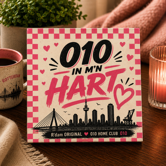 Keramisch 010 Home Club tegeltje met tekst 010 in m’n hart