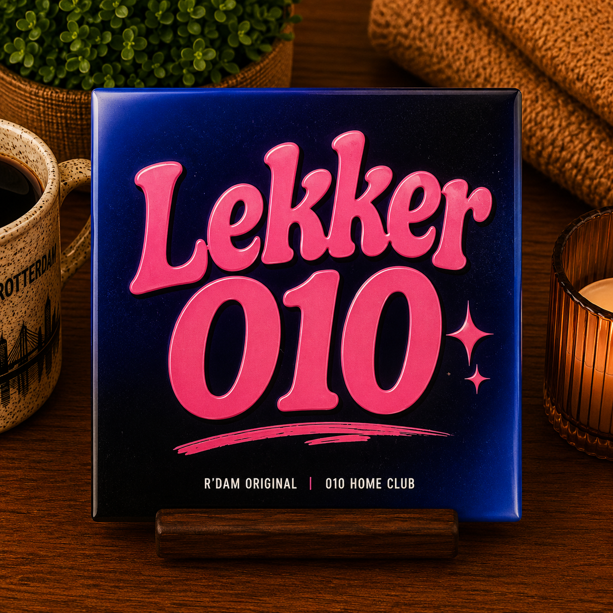 Keramisch 010 Home Club tegeltje met tekst Lekker 010