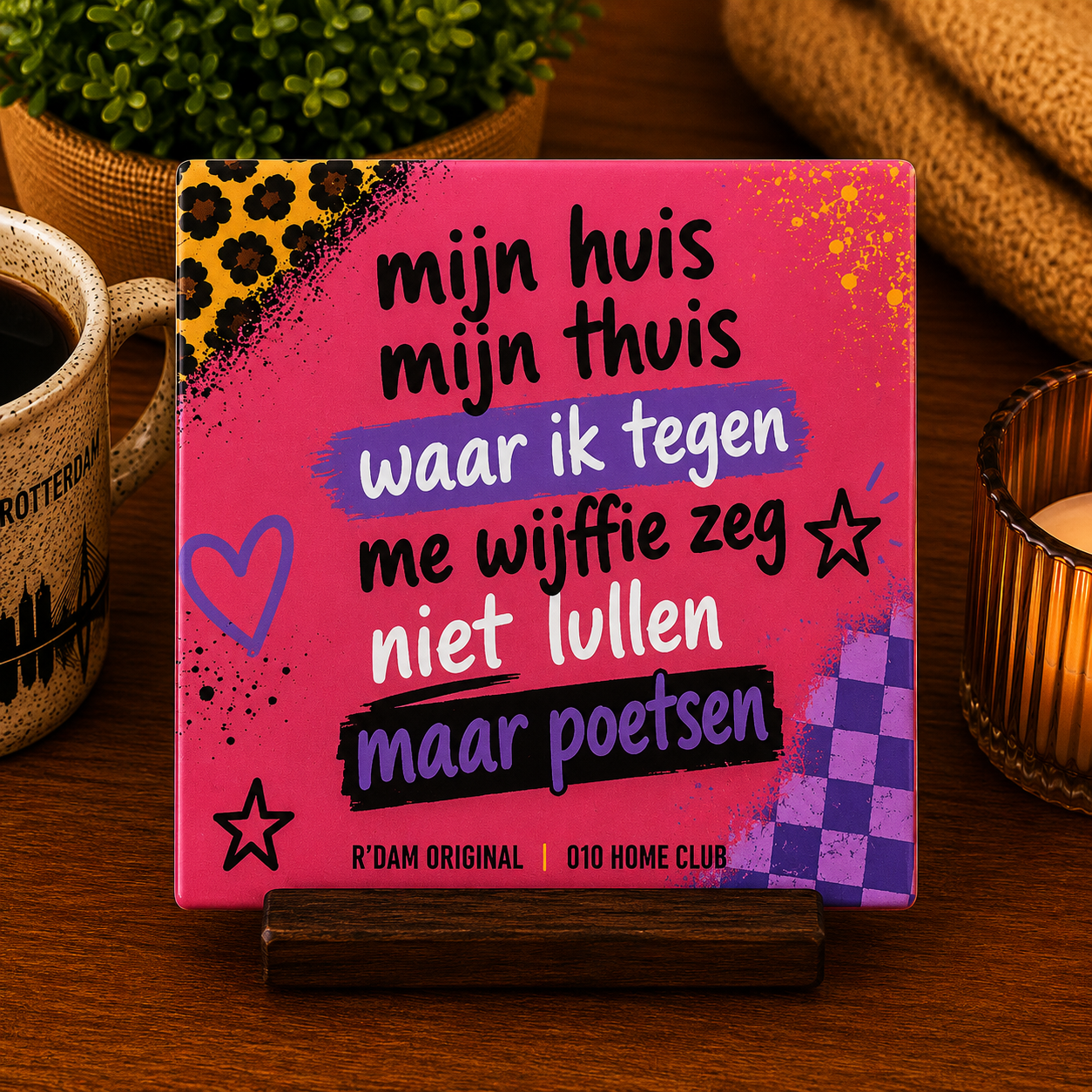 Keramisch 010 Home Club tegeltje met tekst Mijn huis mijn thuis