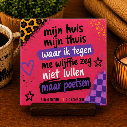 Keramisch 010 Home Club tegeltje met tekst Mijn huis mijn thuis