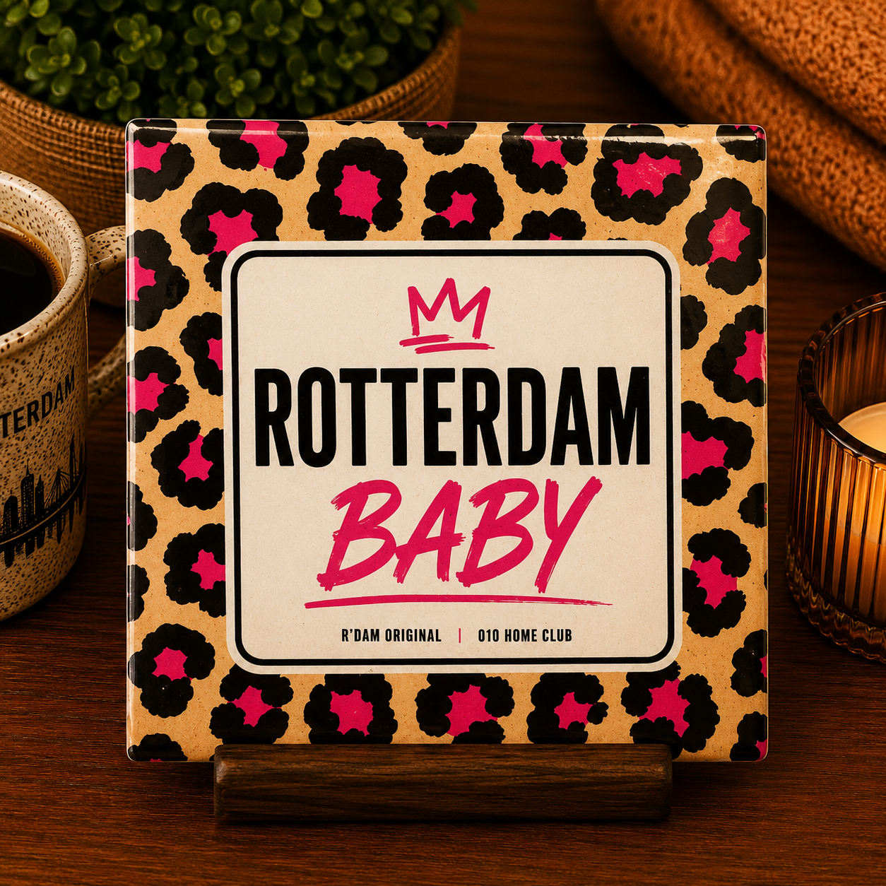 Keramisch 010 Home Club tegeltje met tekst Rotterdam Baby