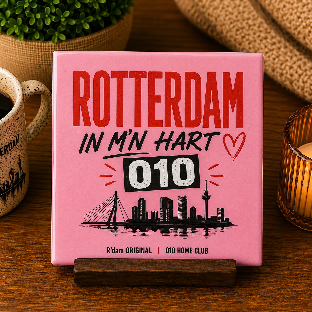 Keramisch 010 Home Club tegeltje met tekst Rotterdam in m’n hart
