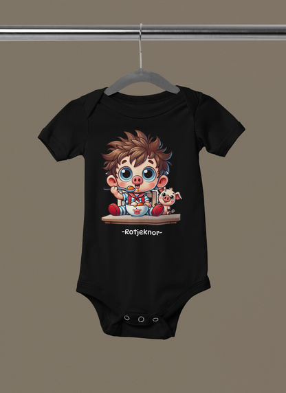 Rotjeknor-rompertje: Rotjeknor aan het eten! zwart