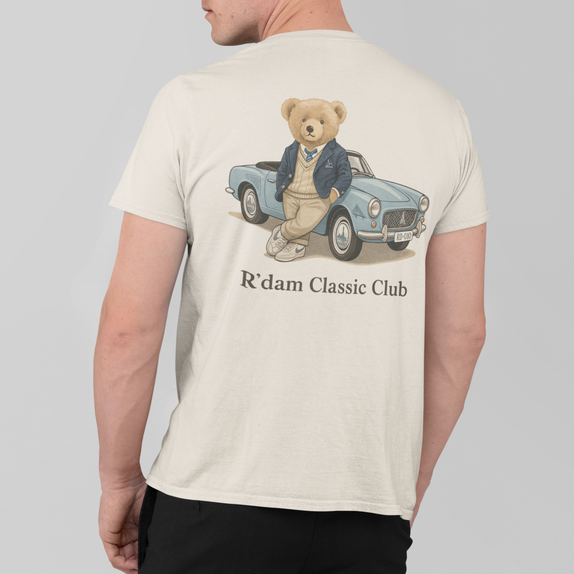 Sandkleurig R’dam Classic Club shirt met retro print