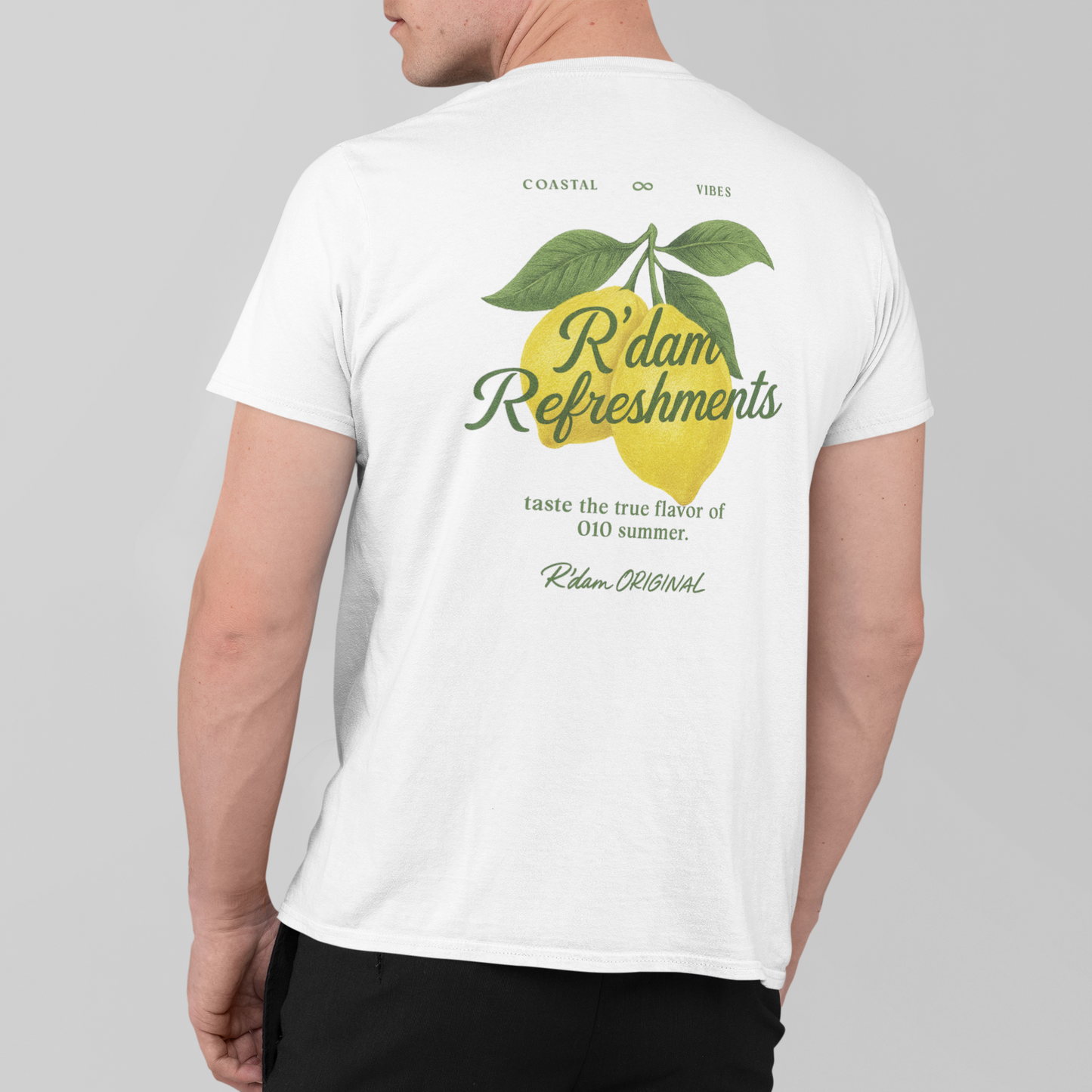 Witte variant met “R’dam Refreshments” citroenontwerp