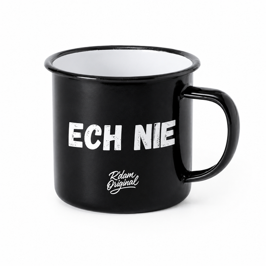 Zwarte R’dam ORIGINAL mok met witte tekst Ech Nie