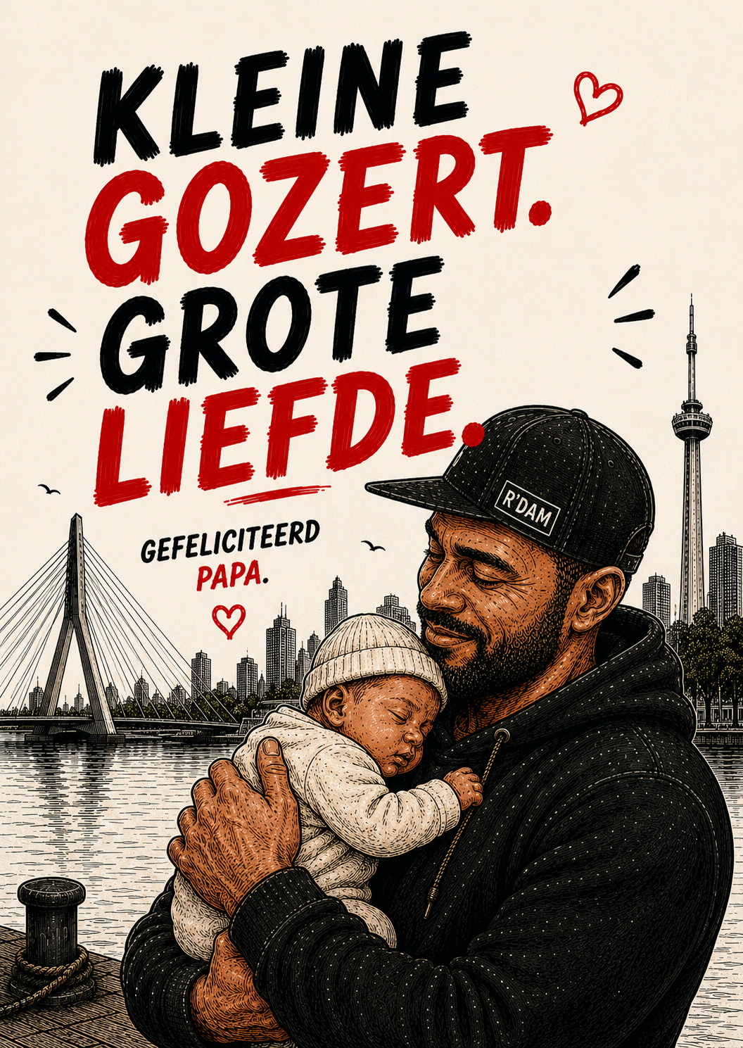 Kleine gozert grote liefde Rotterdamse geboorte kaart voor papa