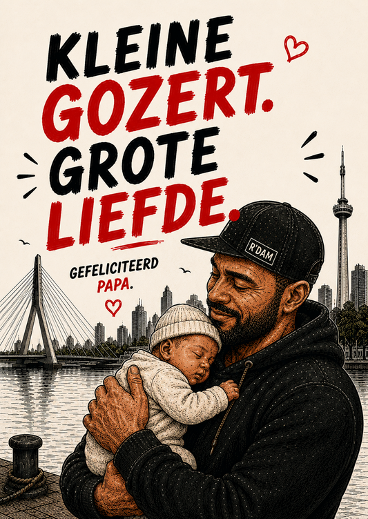 Kleine gozert grote liefde Rotterdamse geboorte kaart voor papa