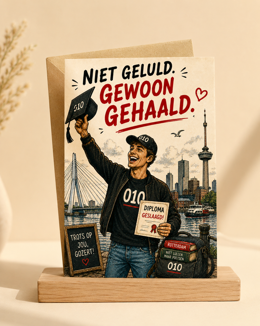 Mockup Niet geluld gewoon gehaald Gozert Club A6 kaart