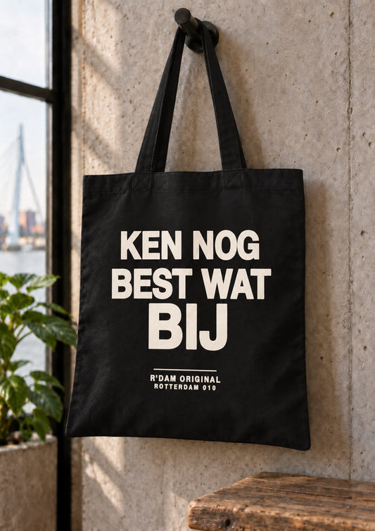 Linnen tassie Ken nog best wat bij - zwart