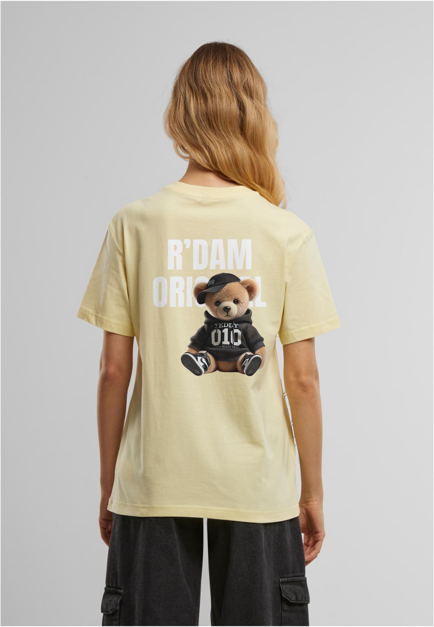R’dam Original Teddy Girl" Dames T-shirt – Cute Streetwear met 010 Vibe wit