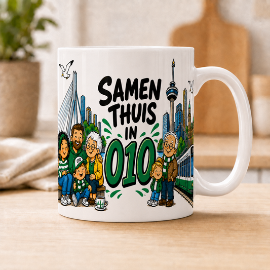 Witte 11 oz mok Samen thuis in 010 van R'dam ORIGINAL