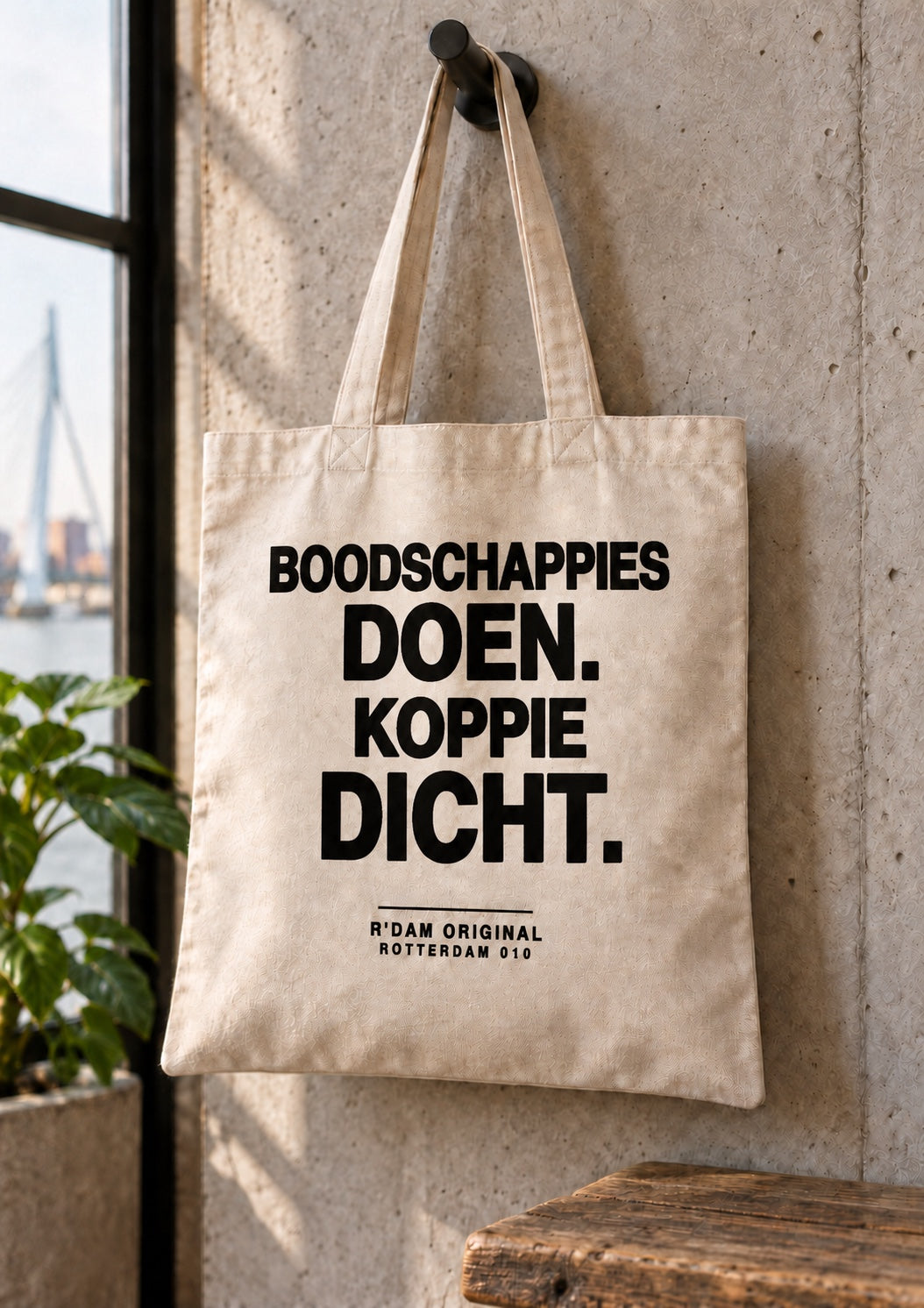 Linnen tassie Boodschappies doen koppie dicht - naturel