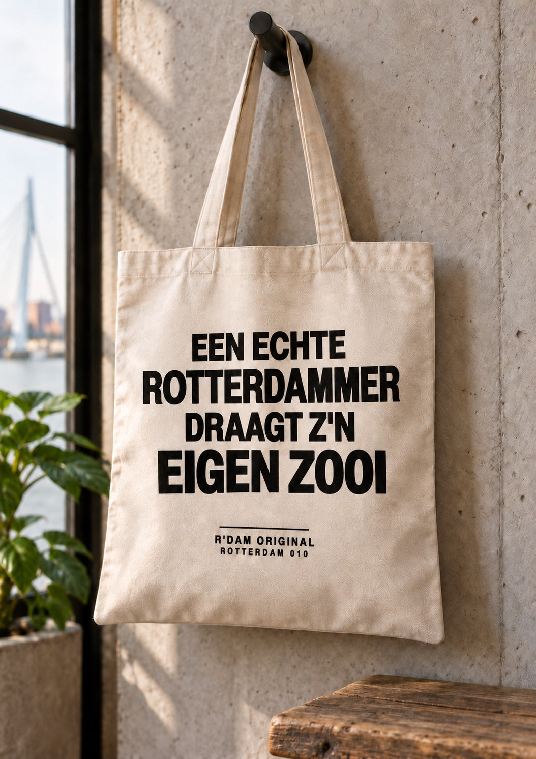 Linnen tassie Een echte Rotterdammer draagt zijn eigen zooi - naturel