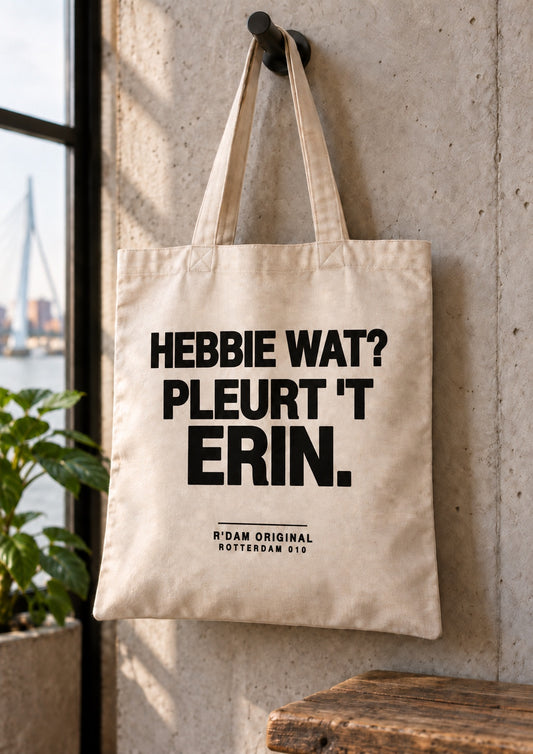 Linnen tassie Hebbie wat pleurt het erin - naturel