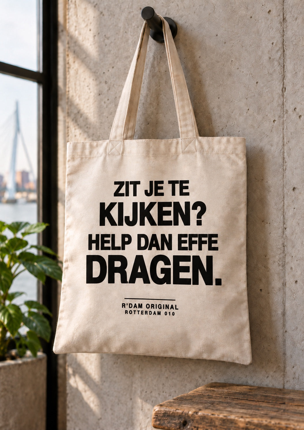 Linnen tassie Zit je te kijken help dan effe dragen - naturel