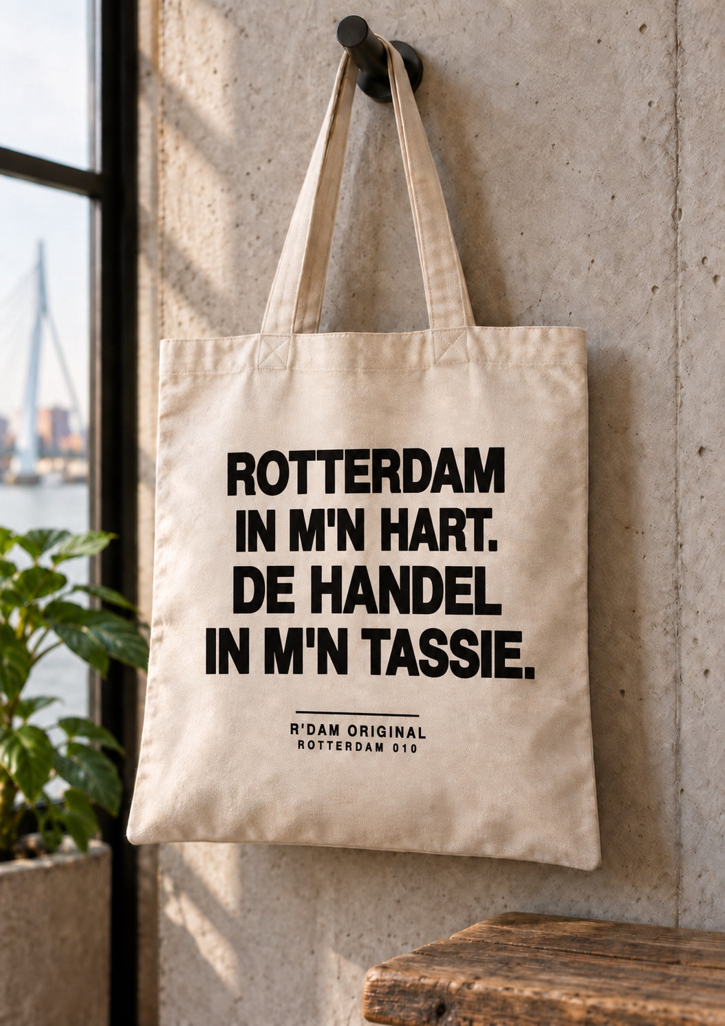 Linnen tassie Rotterdam in mijn hart de handel in mijn tassie - naturel