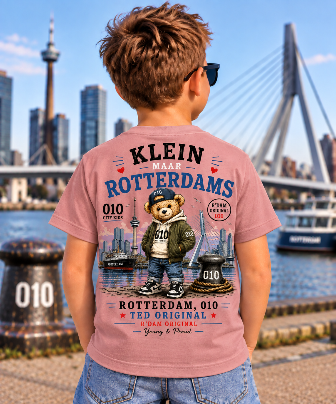 Ted Klein Maar Rotterdams kinder T-shirt oudroze - achterkant