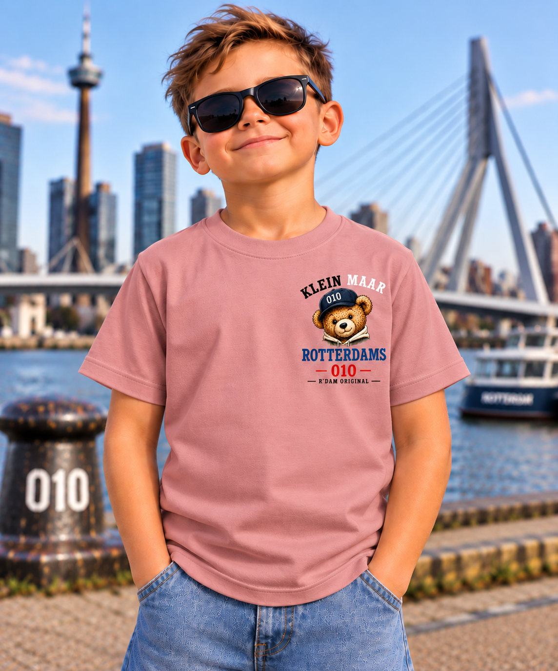 Ted Klein Maar Rotterdams kinder T-shirt oudroze - voorkant