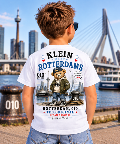 Ted Klein Maar Rotterdams kinder T-shirt wit - achterkant