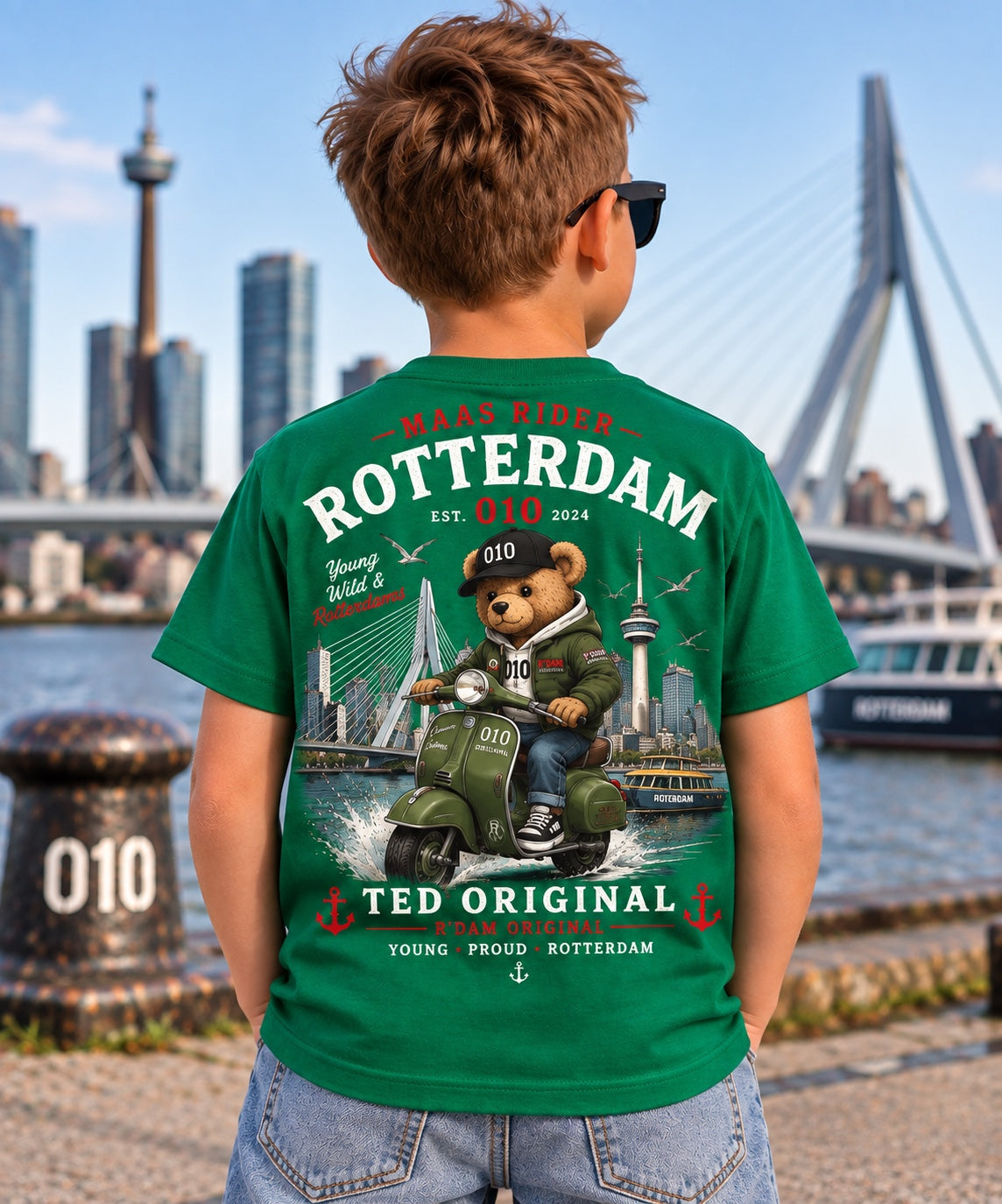 Ted Original Maas Rider kinder T-shirt groen - achterkant