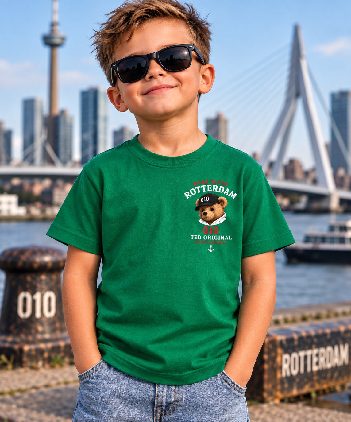 Ted Original Maas Rider kinder T-shirt groen - voorkant